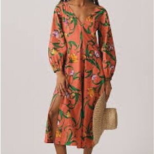 Anthropologie Long-Sleeve V-Neck Dress
